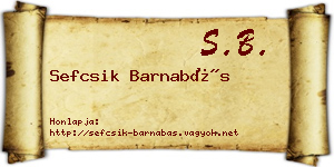 Sefcsik Barnabás névjegykártya