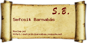 Sefcsik Barnabás névjegykártya